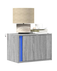 Table de chevet murale avec lumières LED sonoma gris | Mobilier & Déco