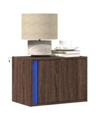 Table de chevet murale avec lumières LED chêne marron | Mobilier & Déco