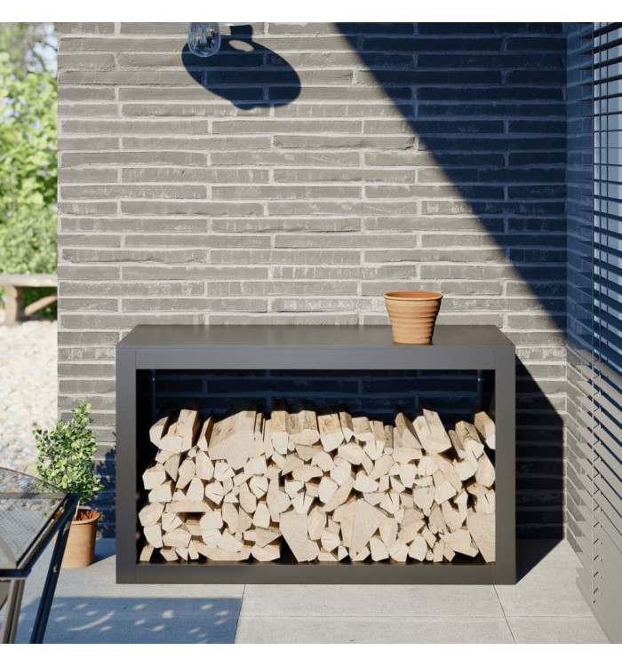Portant de bois de chauffage anthracite 100x40x60 cm acier | Mobilier & Déco