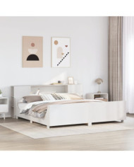 Cadre de lit sans matelas blanc 200x200 cm bois massif de pin | Mobilier & Déco