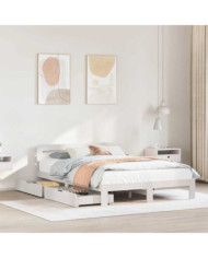 Cadre de lit sans matelas blanc 140x190 cm bois de pin massif | Mobilier & Déco