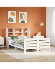 Cadre de lit sans matelas blanc 135x190 cm bois de pin massif | Mobilier & Déco