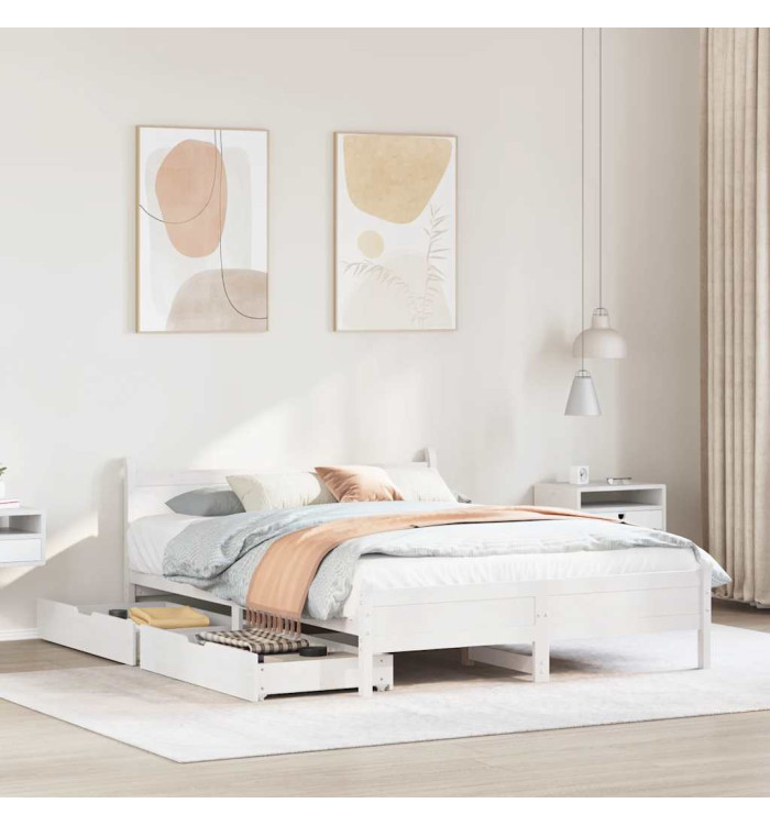 Cadre de lit sans matelas blanc 120x190 cm bois de pin massif | Mobilier & Déco