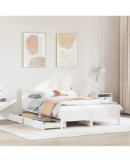 Cadre de lit sans matelas blanc 120x190 cm bois de pin massif | Mobilier & Déco