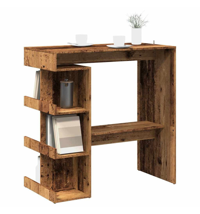 Table de bar étagère de rangement vieux bois 100 x 48 x 101,5cm | Mobilier & Déco