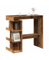Table de bar étagère de rangement vieux bois 100 x 48 x 101,5cm | Mobilier & Déco