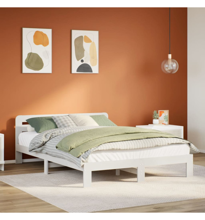 Cadre de lit sans matelas blanc 120x200 cm bois de pin massif | Mobilier & Déco
