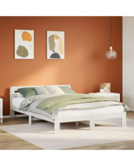 Cadre de lit sans matelas blanc 120x200 cm bois de pin massif | Mobilier & Déco