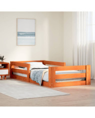 Cadre de lit sans matelas cire marron 90x190 cm bois pin massif | Mobilier & Déco