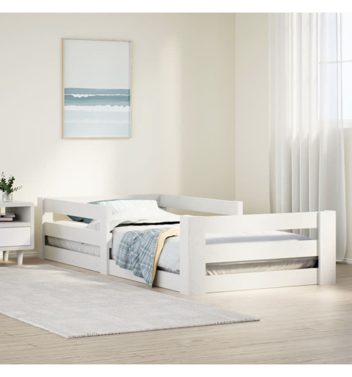 Cadre de lit sans matelas blanc 75x190 cm bois de pin massif | Mobilier & Déco