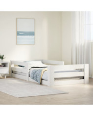 Cadre de lit sans matelas blanc 75x190 cm bois de pin massif | Mobilier & Déco