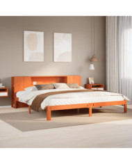 Lit bibliothèque sans matelas cire marron 180x200 cm pin massif | Mobilier & Déco