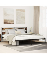 Cadre de lit en métal sans matelas chêne fumé 180x200 cm | Mobilier & Déco
