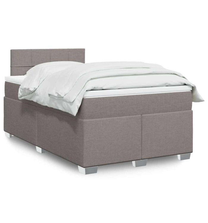 Sommier à lattes de lit avec matelas taupe 120x190 cm tissu | Mobilier & Déco