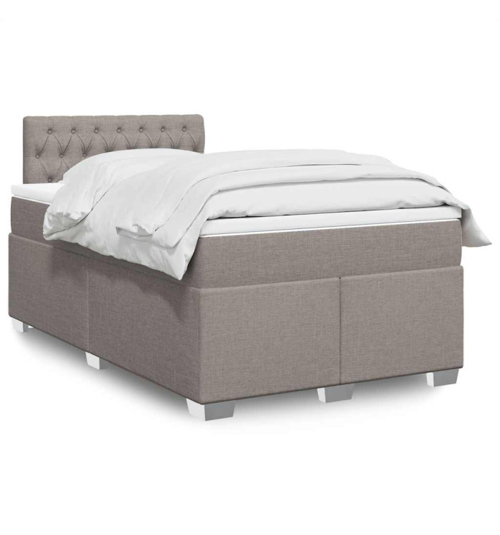 Sommier à lattes de lit avec matelas taupe 120x190 cm tissu | Mobilier & Déco