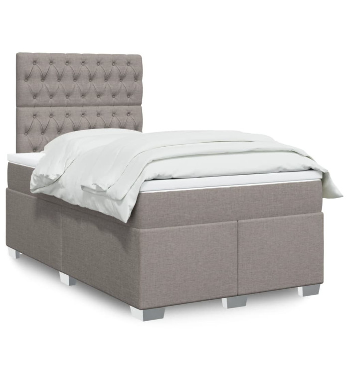 Sommier à lattes de lit avec matelas taupe 120x190 cm tissu | Mobilier & Déco