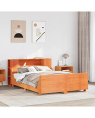 Cadre de lit sans matelas cire marron 160x200cm bois pin massif | Mobilier & Déco