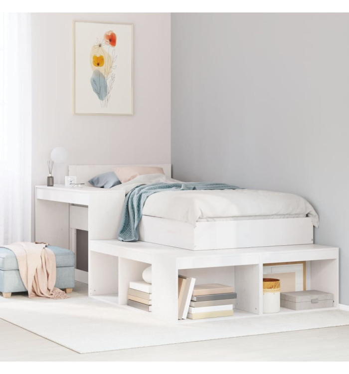 Cadre de lit sans matelas blanc 80x200 cm bois massif de pin | Mobilier & Déco