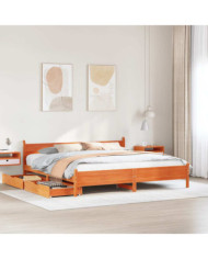 Cadre de lit sans matelas cire marron 180x200cm bois pin massif | Mobilier & Déco