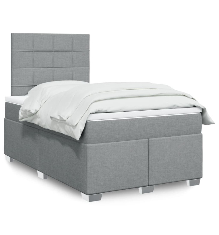 Sommier à lattes de lit et matelas gris clair 120x190 cm tissu | Mobilier & Déco