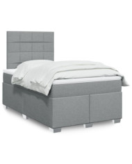 Sommier à lattes de lit et matelas gris clair 120x190 cm tissu | Mobilier & Déco
