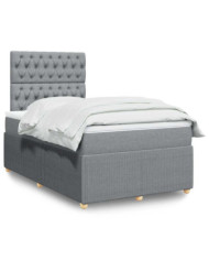 Sommier à lattes de lit et matelas gris clair 120x190 cm tissu | Mobilier & Déco