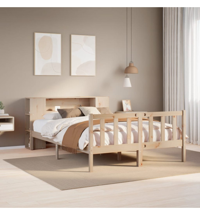 Lit bibliothèque sans matelas 120x190 cm bois de pin massif | Mobilier & Déco
