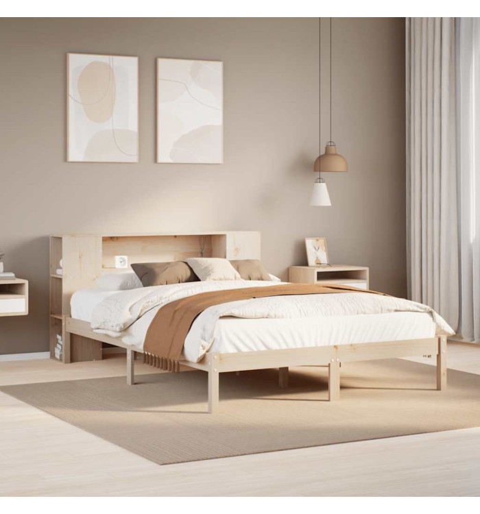 Lit bibliothèque sans matelas 120x200 cm bois de pin massif | Mobilier & Déco