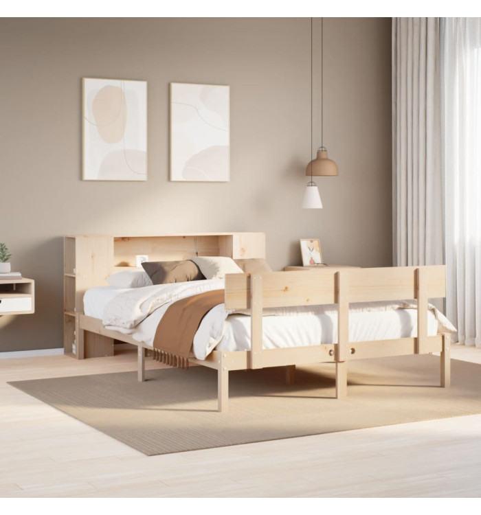 Lit bibliothèque sans matelas 120x190 cm bois de pin massif | Mobilier & Déco