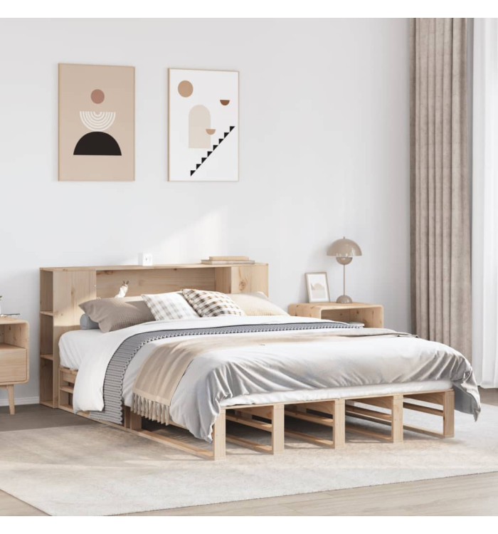 Lit bibliothèque sans matelas 120x190 cm bois massif | Mobilier & Déco