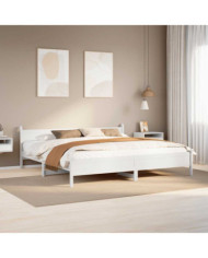 Cadre de lit sans matelas blanc 200x200 cm bois massif de pin | Mobilier & Déco