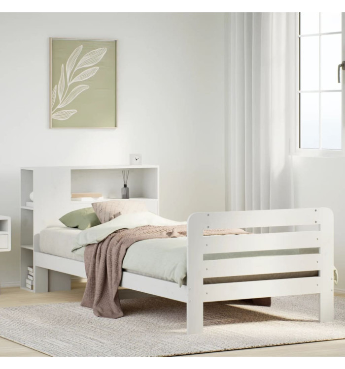 Cadre de lit sans matelas blanc 90x200 cm bois de pin massif | Mobilier & Déco