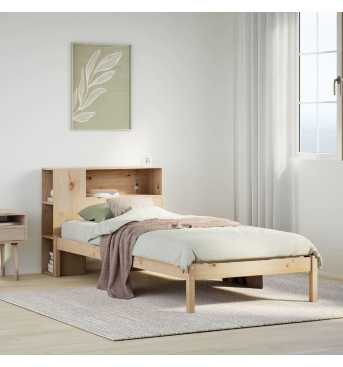 Lit bibliothèque sans matelas 75x190 cm bois de pin massif | Mobilier & Déco