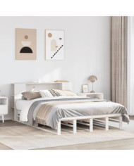 Lit bibliothèque sans matelas blanc 120x200 cm bois massif | Mobilier & Déco
