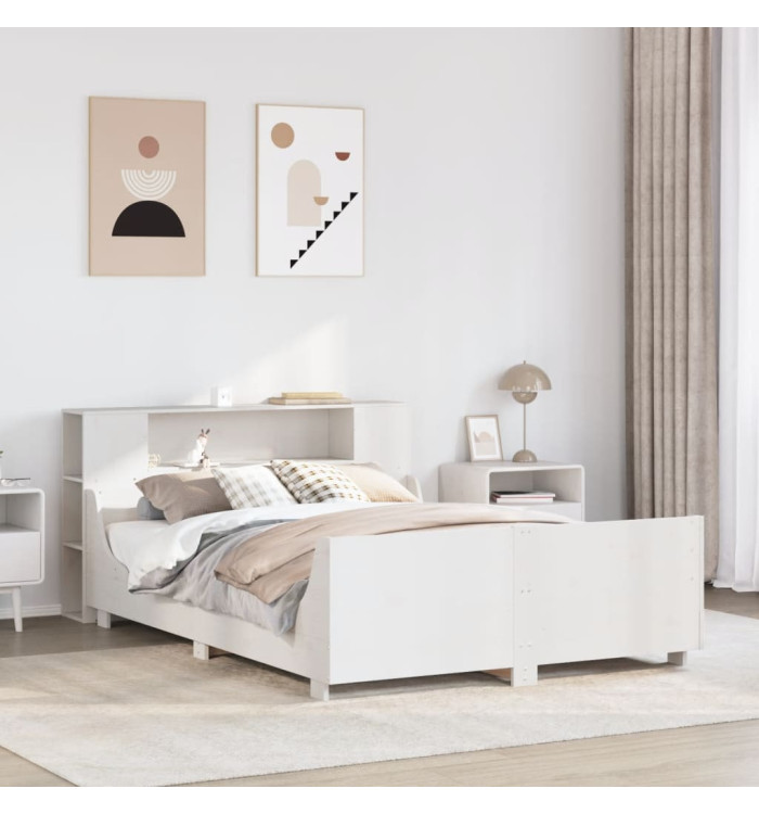 Cadre de lit sans matelas blanc 120x190 cm bois de pin massif | Mobilier & Déco