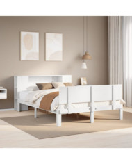 Lit bibliothèque sans matelas blanc 140x190 cm bois pin massif | Mobilier & Déco