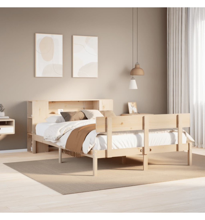 Lit bibliothèque sans matelas 140x190 cm bois de pin massif | Mobilier & Déco