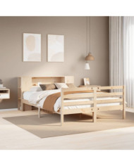 Lit bibliothèque sans matelas 140x200 cm bois massif de pin | Mobilier & Déco