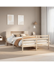 Lit bibliothèque sans matelas 140x190 cm bois de pin massif | Mobilier & Déco