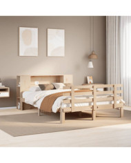 Lit bibliothèque sans matelas 140x190 cm bois de pin massif | Mobilier & Déco