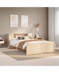 Lit bibliothèque sans matelas 140x200 cm bois massif de pin | Mobilier & Déco