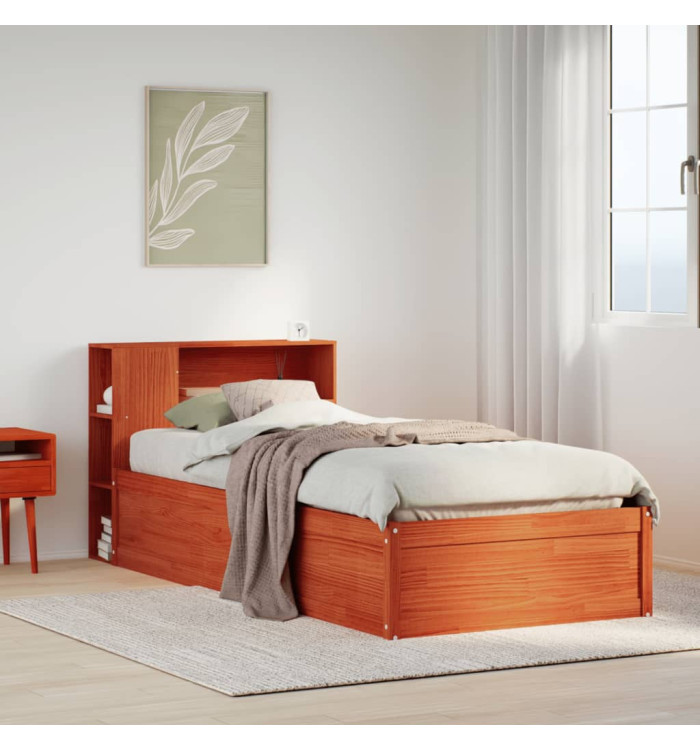 Cadre de lit sans matelas cire marron 100x200cm bois pin massif | Mobilier & Déco
