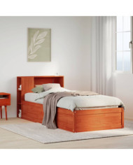 Cadre de lit sans matelas cire marron 100x200cm bois pin massif | Mobilier & Déco