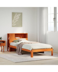 Lit bibliothèque sans matelas cire marron 100x200 cm pin massif | Mobilier & Déco