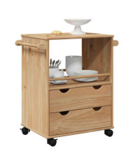 Chariot de cuisine OTTA 59x45x80 cm bois massif de pin | Mobilier & Déco