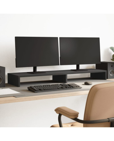 Support de moniteur noir 100x27x10 cm bois d'ingénierie | Mobilier & Déco