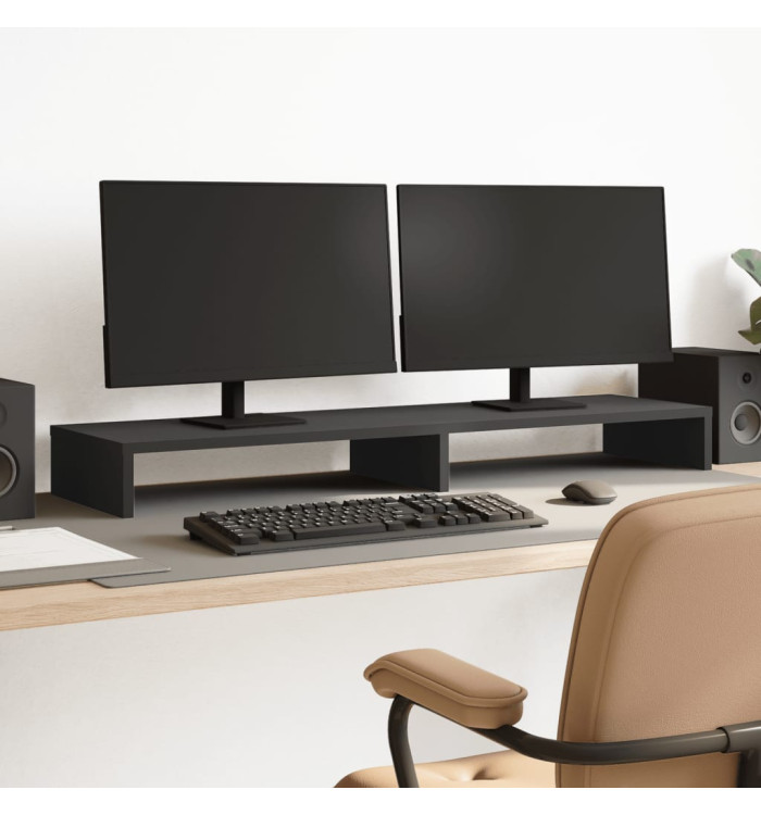 Support de moniteur noir 100x27x10 cm bois d'ingénierie | Mobilier & Déco