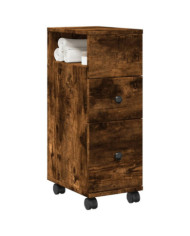 Meuble étroit de salle de bain à roulettes chêne fumé | Mobilier & Déco