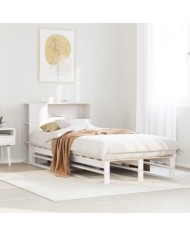 Lit bibliothèque sans matelas blanc 100x200 cm bois massif | Mobilier & Déco