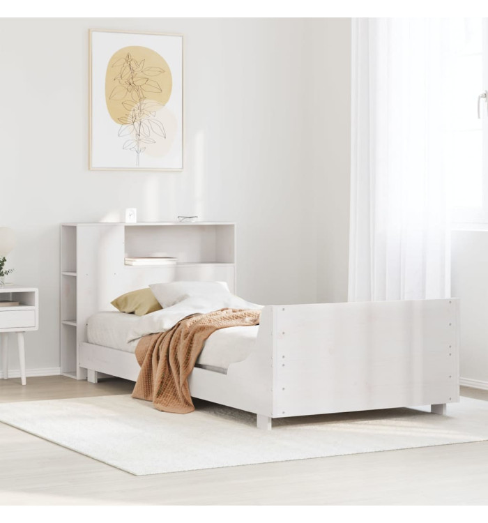 Cadre de lit sans matelas blanc 100x200 cm bois de pin massif | Mobilier & Déco